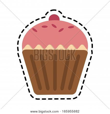 sweet cupcake icon over white background. colroful design. vector illustration