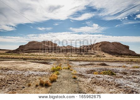 Ruins of the Fortress Toprak-Kala of Ancient Khorezm in Kyzylkum desert. Uzbekistan