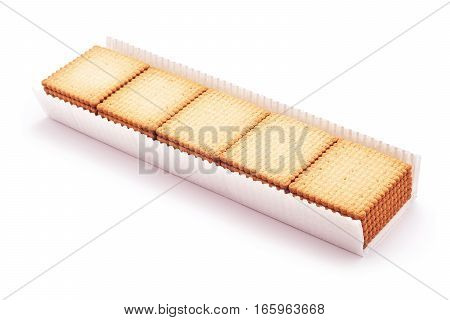 butter cracker biscuits pack isolated closeup detail