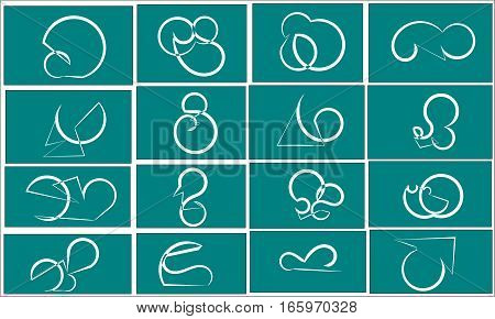 Sixteen white logo on a light blue background painted with one stroke of the pen. Colored stickers depict people and animals.