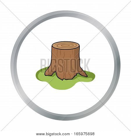 Tree stump icon in cartoon style isolated on white background. Sawmill and timber symbol stock vector illustration. - stock vector