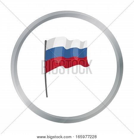Russian flag icon in cartoon design isolated on white background. Russian country symbol stock vector illustration.