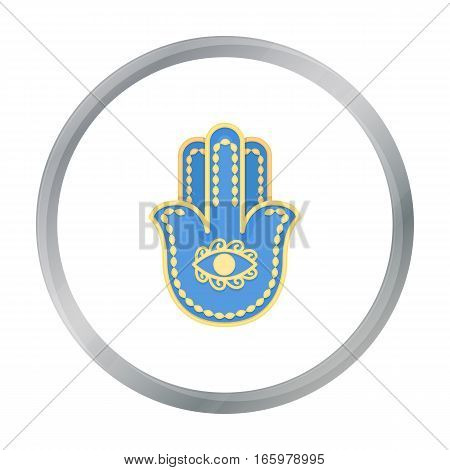 Hamsa icon in cartoon style isolated on white background. Religion symbol vector illustration.