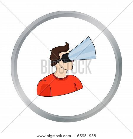 Player with virtual reality headcartoon icon in cartoon style isolated on white background. Virtual reality symbol vector illustration.