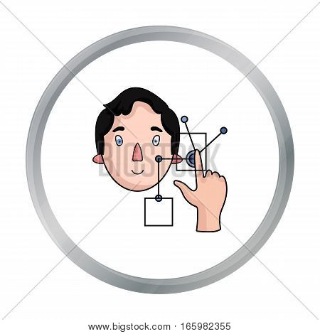 Man in the virtual reality icon in cartoon style isolated on white background. Virtual reality symbol vector illustration.