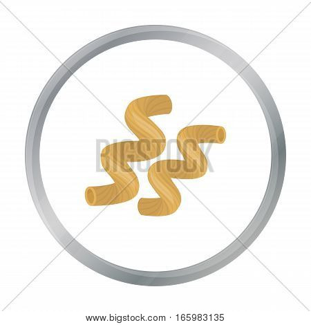 Cavatappi pasta icon in cartoon style isolated on white background. Types of pasta symbol vector illustration.