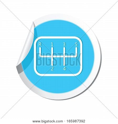 Stick shift icon on the sticker. Vector illustration