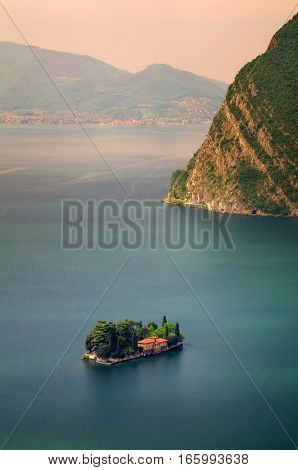 San Paolo island on Iseo Lake Italy