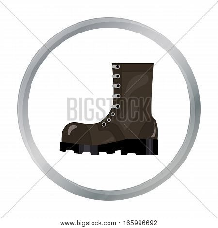 Army combat boots icon in cartoon style isolated on white background. Military and army symbol vector illustration - stock vector