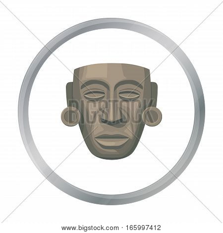 Mayan mask icon in cartoon style isolated on white background. Mexico country symbol vector illustration. - stock vector