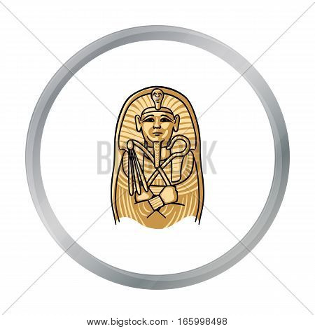 Egyptian pharaoh sarcophagus icon in cartoon style isolated on white background. Museum symbol vector illustration. - stock vector