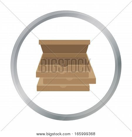 Pizza boxes icon in cartoon style isolated on white background. Pizza and pizzeria symbol vector illustration. - stock vector