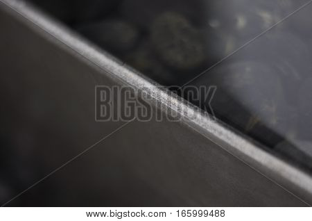 Detail shot of a water feature steel edge