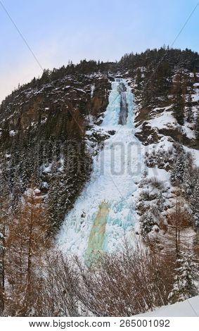 Waterfall Stuibenfall at Umhausen Tirol Austria - nature and travel background