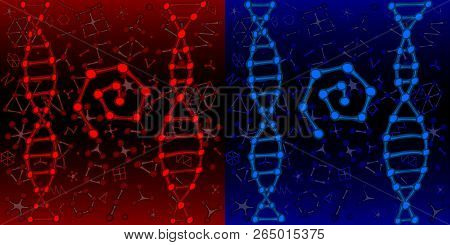 Chemistry Or Biology Dna Genetic Background Red And Blue