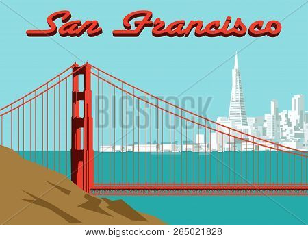 San Francisco California Golden Gate Vector Skyline