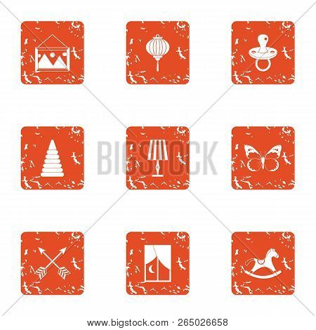 Boyishness Icons Set. Grunge Set Of 9 Boyishness Vector Icons For Web Isolated On White Background