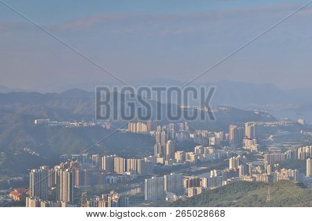 Sha Tin Downtown At Day Time At Lion Rock