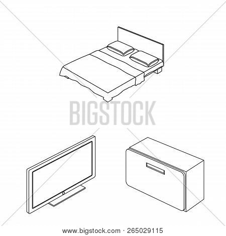 Vector Illustration Of Bedroom And Room Sign. Collection Of Bedroom And Furniture Stock Vector Illus