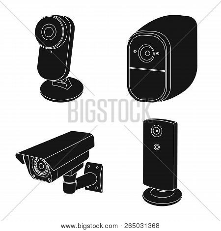 Isolated Object Of Cctv And Camera Icon. Collection Of Cctv And System Vector Icon For Stock.