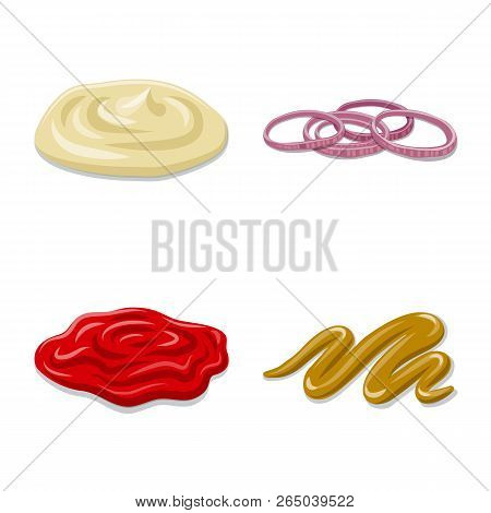 Vector Design Of Burger And Sandwich Logo. Set Of Burger And Slice Stock Vector Illustration.