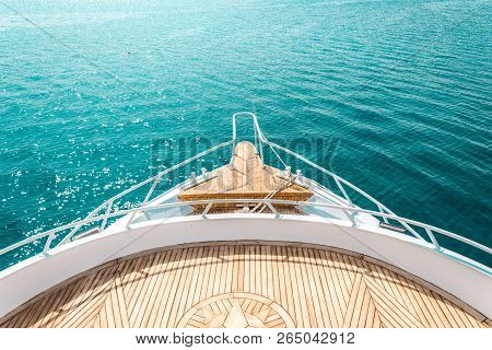 Luxury Yacht, Stern Interior, Comfortable Design For Rest Leisure Tourism Travel And Vacation Concep