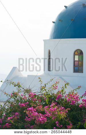 The Anastasi Church In Imerovigli Against The Santorini Caldera, Santorini