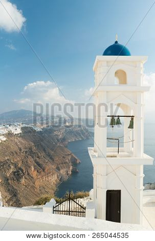 The Anastasi Church In Imerovigli Against The Santorini Caldera, Santorini