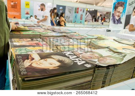 Kafa Magazines Displayed On A Stand In Eskisehir Book Fair In Turkey