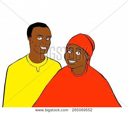Realistic Illustration Of A Couple Of People From Sub-saharan Africa