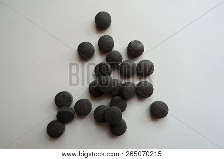 Ferrochel Bisglycinate Chelate Pills On Neutral Background From Above