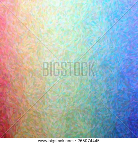 Illustration Of Blue And Red Impressionist Pointlilism Square Background Digitally Generated.
