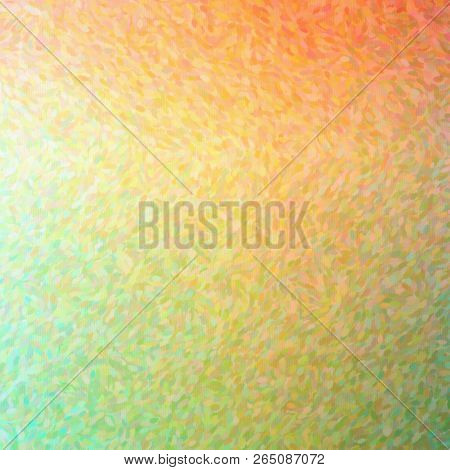 Illustration Of Green And Orange Impressionist Pointlilism Square Background Digitally Generated.