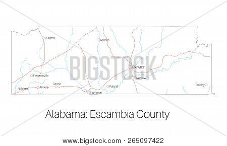Detailed Map Of Escambia County In Alabama, Usa