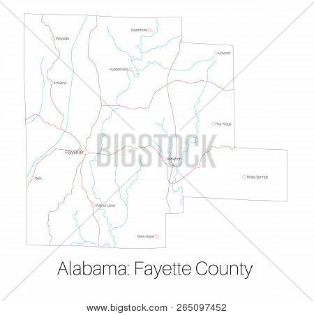Detailed Map Of Fayette County In Alabama, Usa