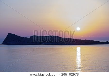 Sunrise On The Beach, Early Morning In Kolokitha Island, Crete, Greece