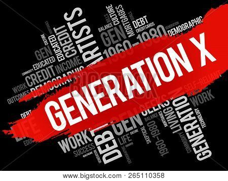 Generation X Word Cloud Concept Collage Background
