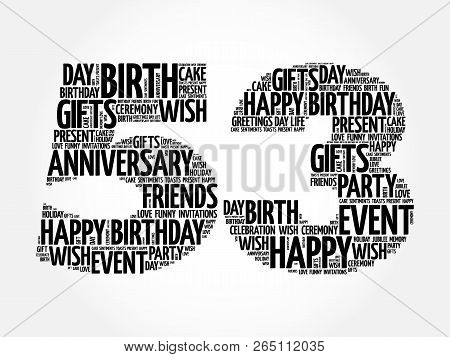 Happy 53rd Birthday Word Cloud Collage Concept