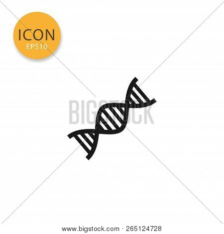 Dna Icon Flat Style In Black Color Vector Illustration On White Background.