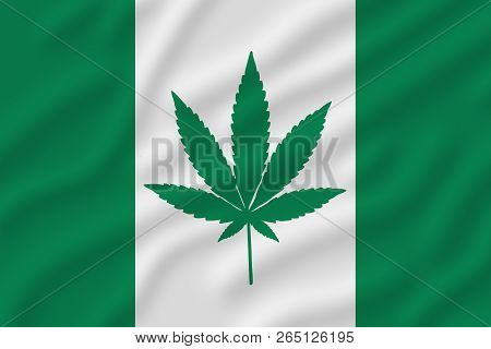 Green And White Canadian Flag With A Pot Leaf In The Middle