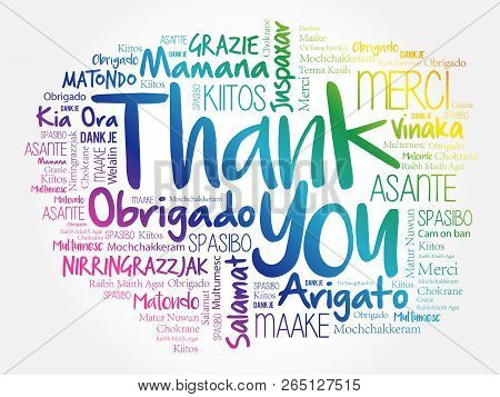 Thank You Word Cloud In Different Languages, Concept Background