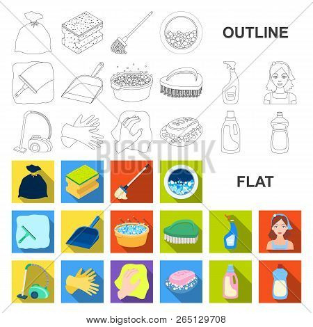 Cleaning And Maid Flat Icons In Set Collection For Design. Equipment For Cleaning Vector Symbol Stoc