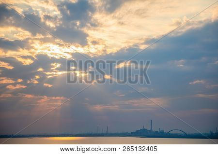 Silhouette Of Venice Porto Marghera, Industrial Area In Italy