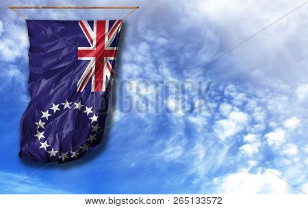 Flag Of Cook Islands With Place For Your Text