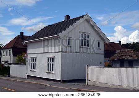 View of historical buildings of Sarpsborg, Norway. June 20,2018.Sarpsborg , Norway