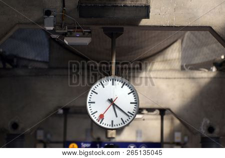 Watch.Platform and train view on Oslo central station. Oslo Central Station (Sentralstasjon) is main railway station in Oslo. June 17. 2018. Oslo,Norway