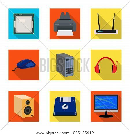 Vector Illustration Of Laptop And Device Symbol. Set Of Laptop And Server Stock Vector Illustration.