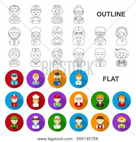 People Of Different Professions Flat Icons In Set Collection For Design. Worker And Specialist Vecto