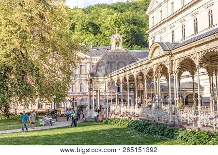 Karlovy Vary, Czech Republic - May 26, 2017: Park Spring Colonnade (sadova Kolonada).
