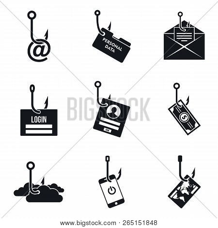 Phishing Email Icon Set. Simple Set Of Phishing Email Icons For Web Design On White Background